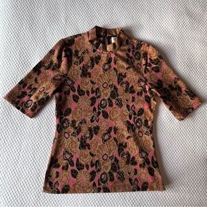 Maeve Anthropologie‎ Mock Neck Jacquard Top Size XXS